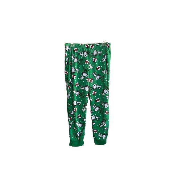 Peanuts, snoopy, youth, green reindeer, snoopy lounge, pajama pants S/L - Picture 1 of 4